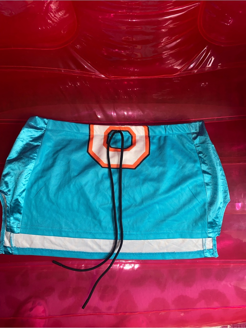 Aqua Drawstring Athletic Mini Skirt